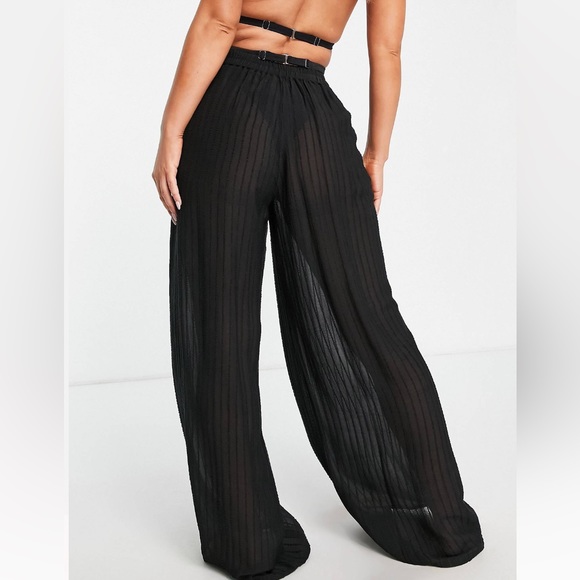 ASOS Sheer Striped Flowy Beach Pants - Picture 3 of 4